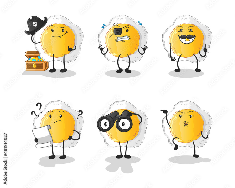 sunny side up Pirate group character. cartoon mascot vector