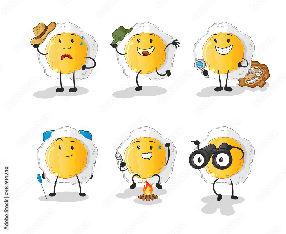sunny side up adventure group character. cartoon mascot vector sunny side up adventure group character. cartoon mascot vector