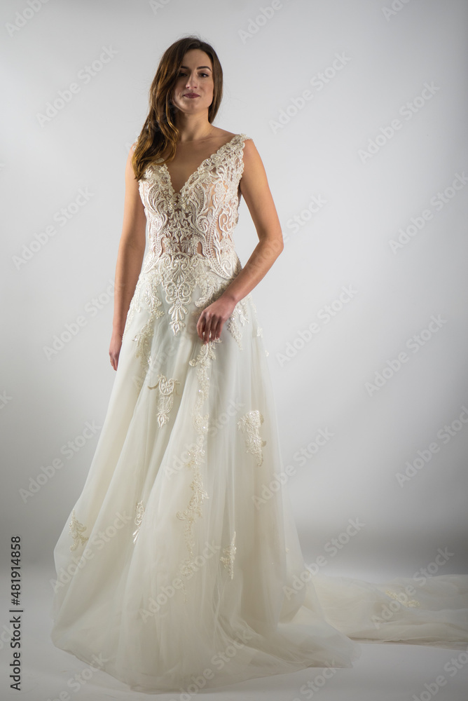 Beautiful bride perfect style. Wedding hairstyle make-up luxury wedding dress. Young attractive Caucasian model like a bride isolated on white background
Beautiful bride perfect style. Wedding hairstyle make-up luxury wedding dress. Young attractive Caucasian model like a bride isolated on white background