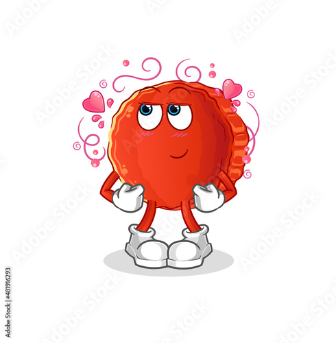 bottle cap shy vector. cartoon character