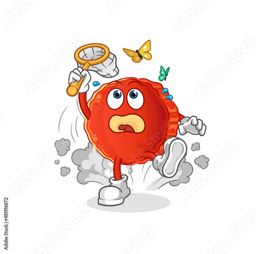 bottle cap catch butterfly illustration. character vector