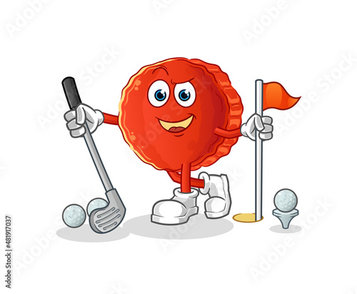 bottle cap playing golf vector. cartoon character