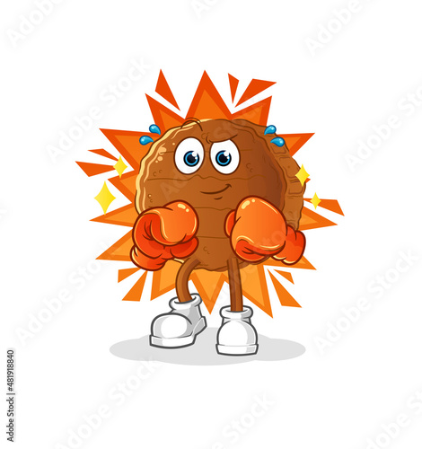 burger meat boxer character. cartoon mascot vector