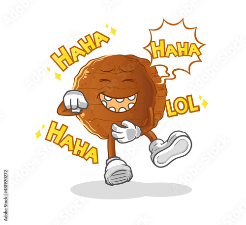 burger meat Laugh Out Loud character. cartoon mascot vector