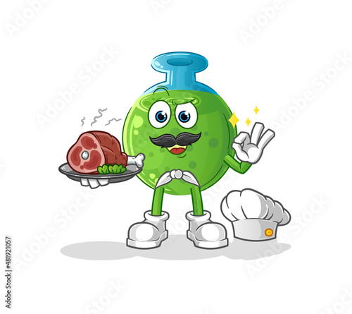 chemical tube chef with meat mascot. cartoon vector