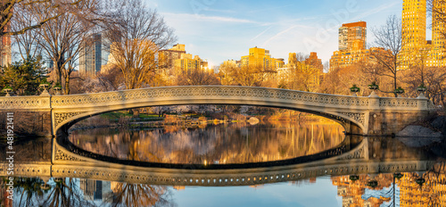 Central Park in spring at bow Bridge photo