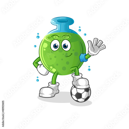 chemical tube playing soccer illustration. character vector