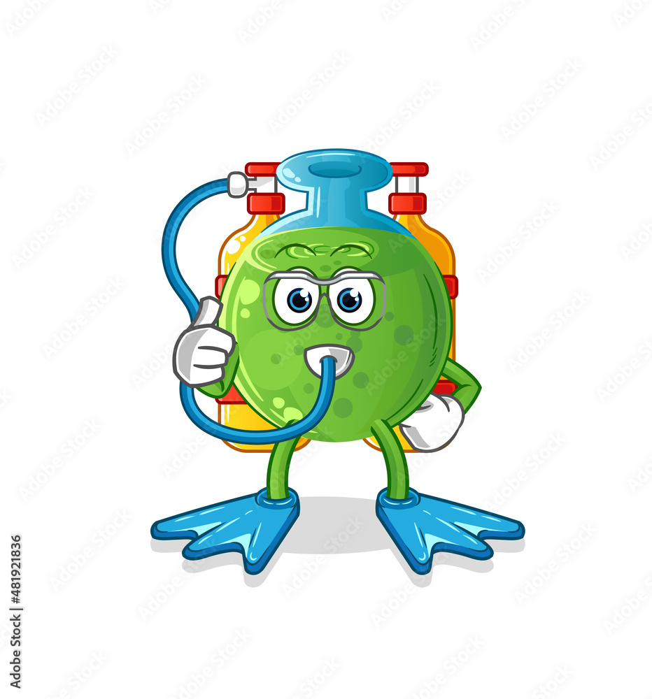 chemical tube diver cartoon. cartoon mascot vector chemical tube diver cartoon. cartoon mascot vector