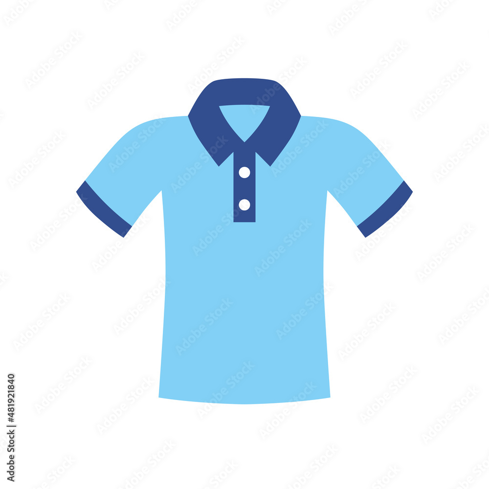 Blue polo shirt isolated flat vector Blue polo shirt isolated flat vector