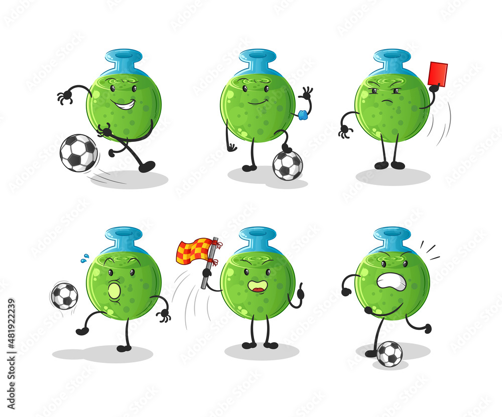 chemical tube football group character. cartoon mascot vector chemical tube football group character. cartoon mascot vector