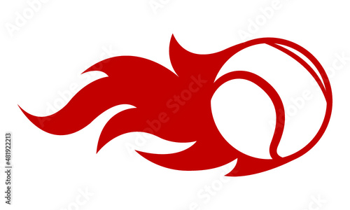 Vector illustration of tennis ball with simple flame shape. Ideal for sticker, decal, sport logo and any kind of decoration.