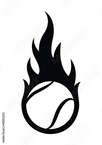 Vector illustration of tennis ball with classic simple flame shape