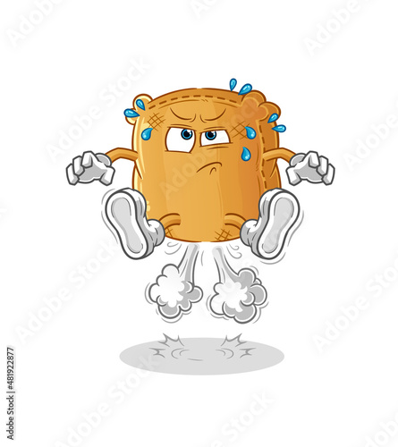 burlap sack fart jumping illustration. character vector