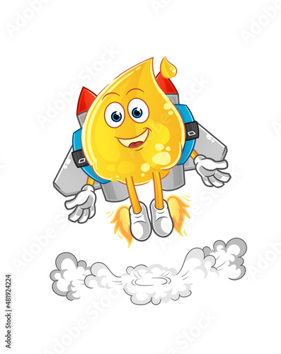 oil with jetpack mascot. cartoon vector