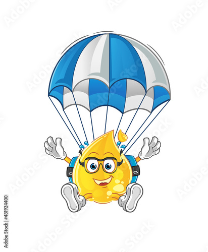 Fototapeta Naklejka Na Ścianę i Meble -  oil skydiving character. cartoon mascot vector