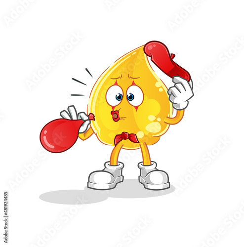 oil pantomime blowing balloon. cartoon mascot vector