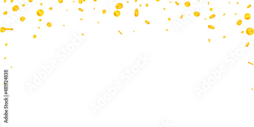 Swiss franc coins falling. Impressive scattered CHF coins. Switzerland money. Excellent jackpot, wealth or success concept. Vector illustration.