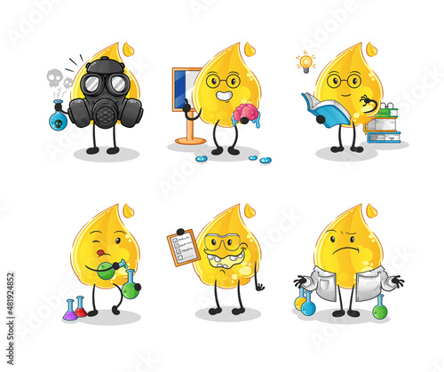 oil scientist group character. cartoon mascot vector