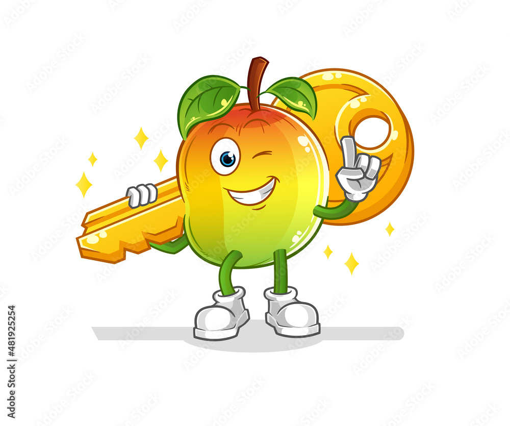 mango carry the key mascot. cartoon vector mango carry the key mascot. cartoon vector