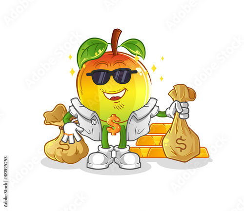mango rich character. cartoon mascot vector