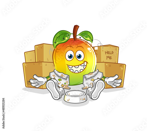 mango homeless character. cartoon mascot vector