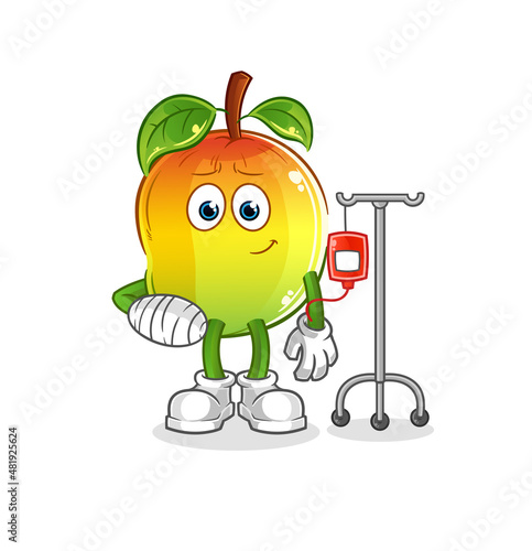 mango sick in IV illustration. character vector