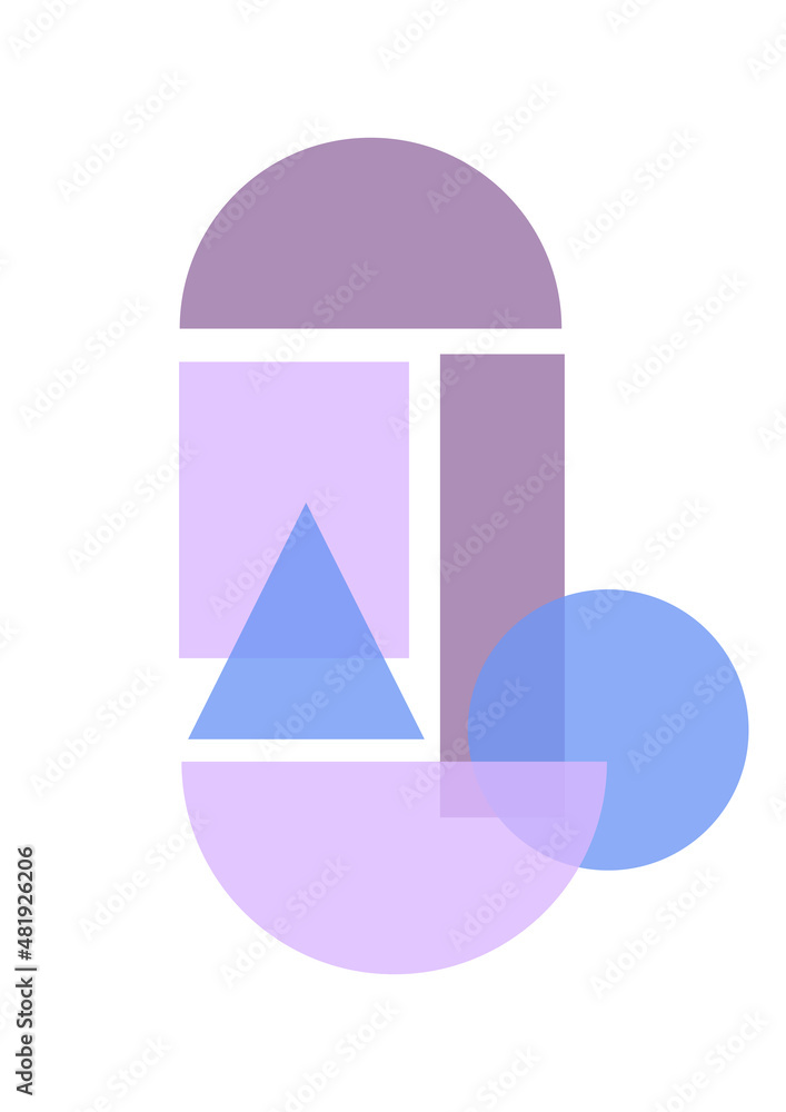 Unique shape blue purple colorful Flat Boho Geometric Neutral Color design Poster Unique shape blue purple colorful Flat Boho Geometric Neutral Color design Poster