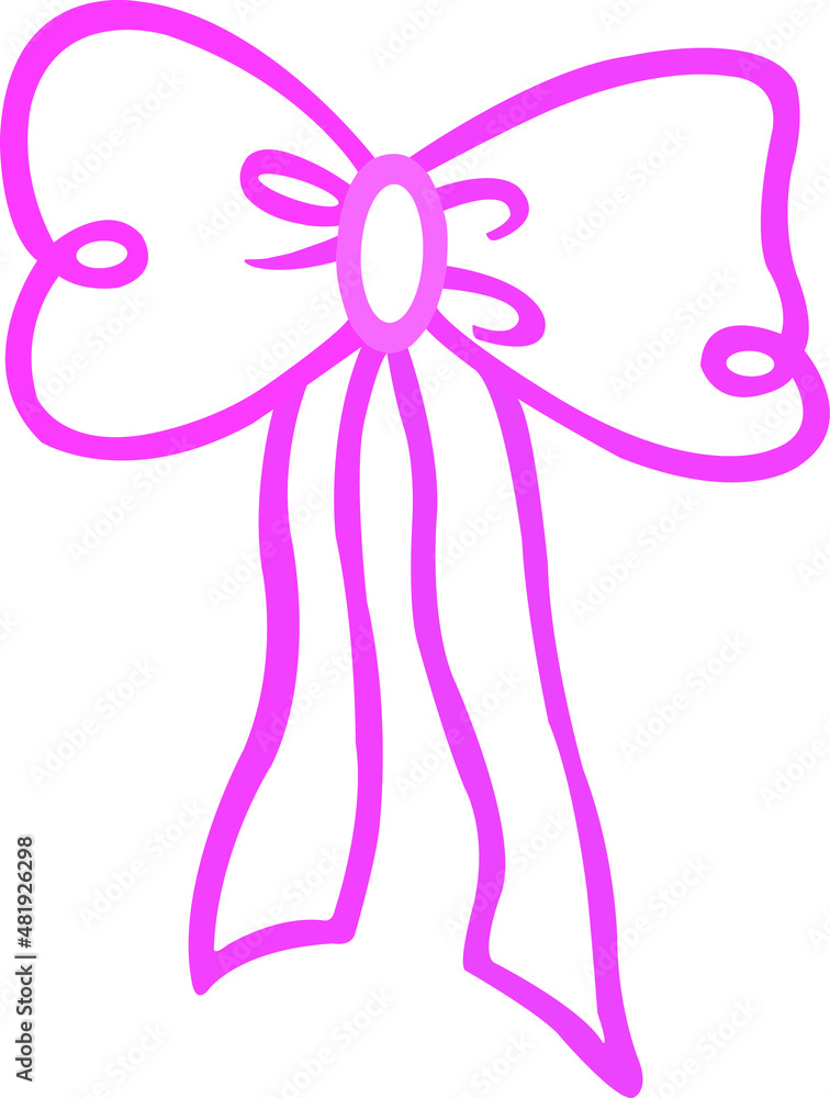 pink bow vector illustration on white background
