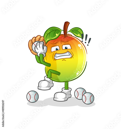 mango baseball pitcher cartoon. cartoon mascot vector