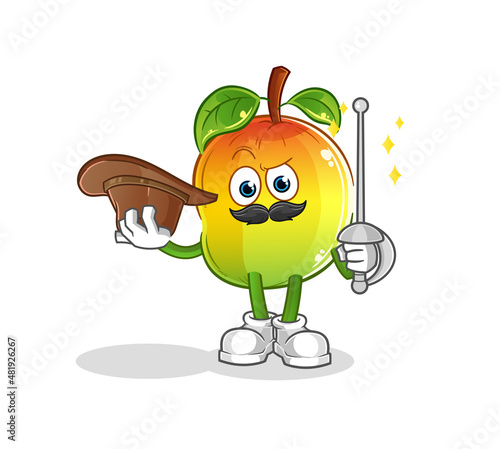 mango fencer character. cartoon mascot vector