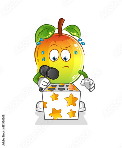 mango play whack a mole mascot. cartoon vector