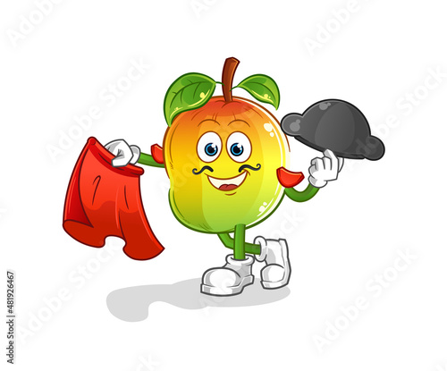 mango matador with red cloth illustration. character vector