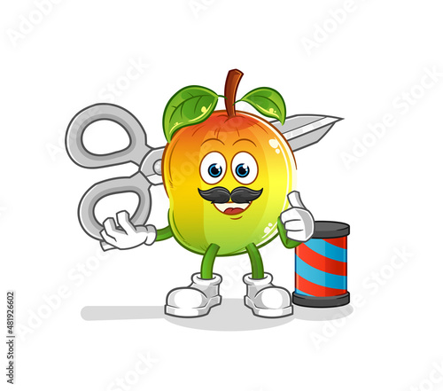 mango barber cartoon. cartoon mascot vector