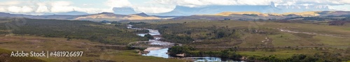 Panoramic aerial photograph of Yuruan   river  located in the Gran Sabana  Canaima National Park  Venezuela