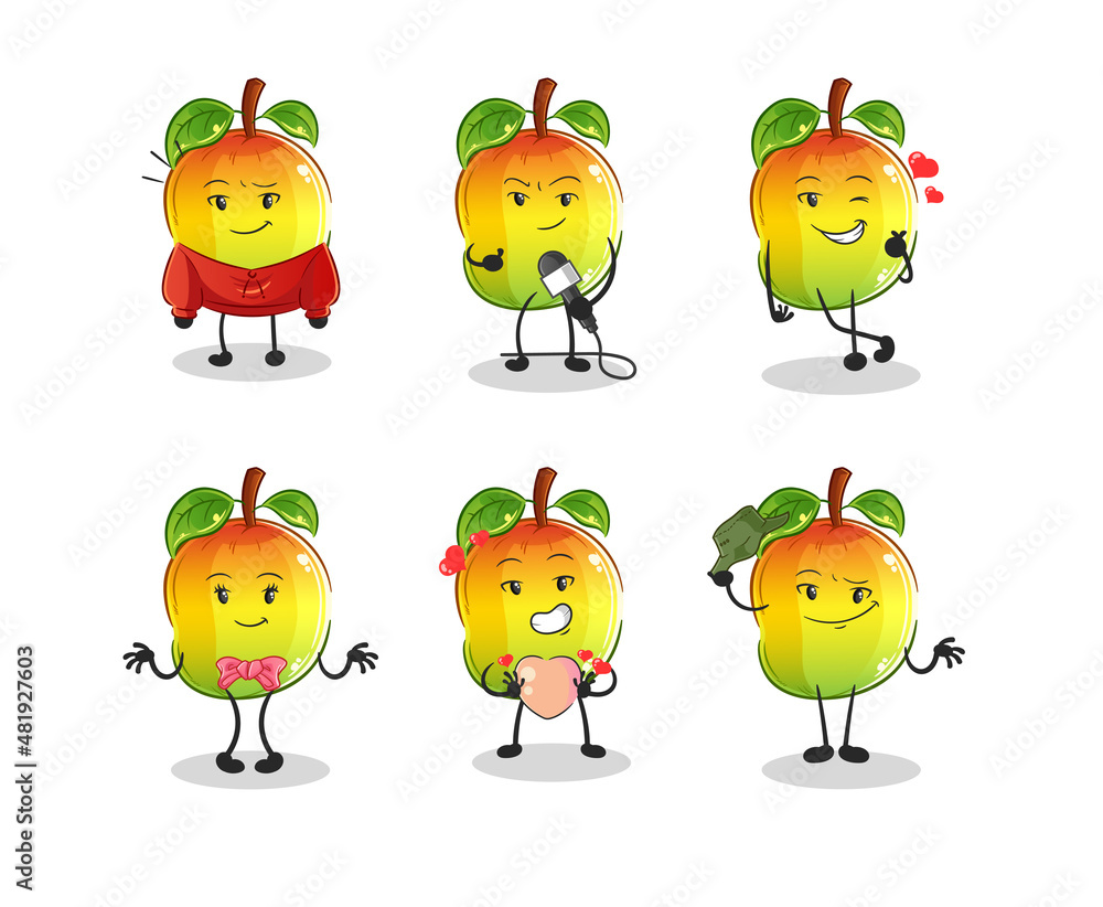mango korean culture group character. mascot vector mango korean culture group character. mascot vector