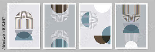 Circle abstract Flat Boho Geometric Neutral Color design Poster