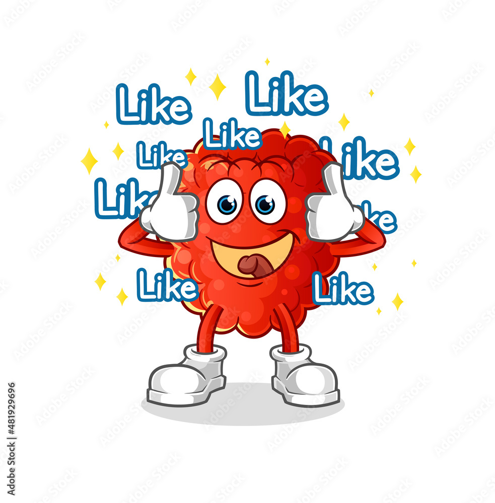 raspberry give lots of likes. cartoon vector raspberry give lots of likes. cartoon vector