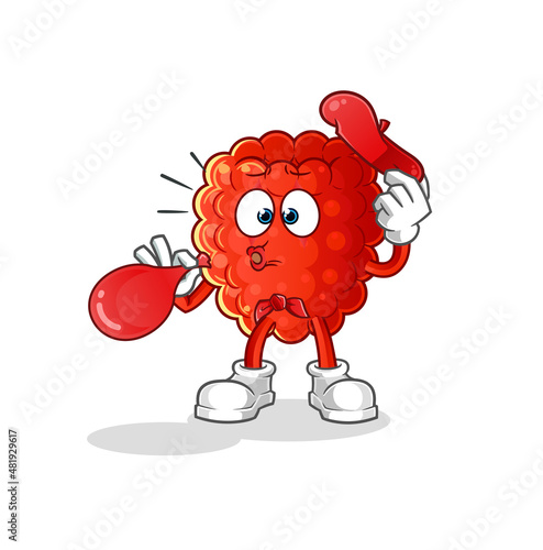 raspberry pantomime blowing balloon. cartoon mascot vector