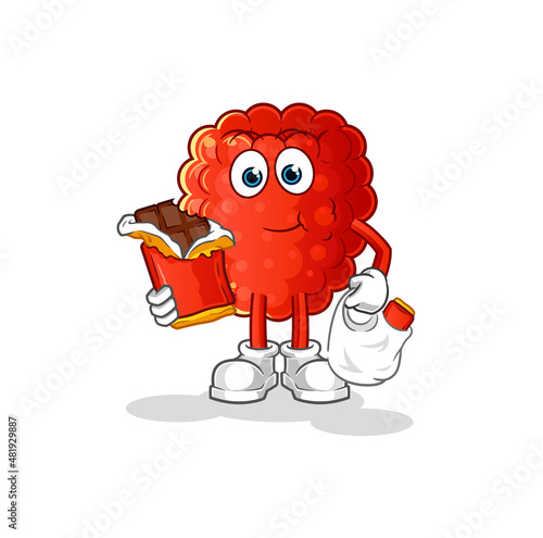 raspberry eat chocolate mascot. cartoon vector