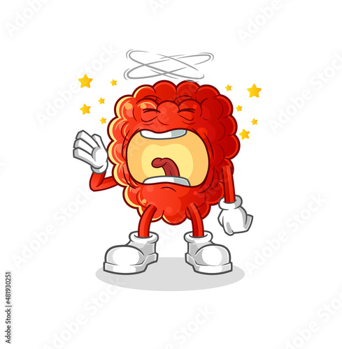 raspberry yawn character. cartoon mascot vector