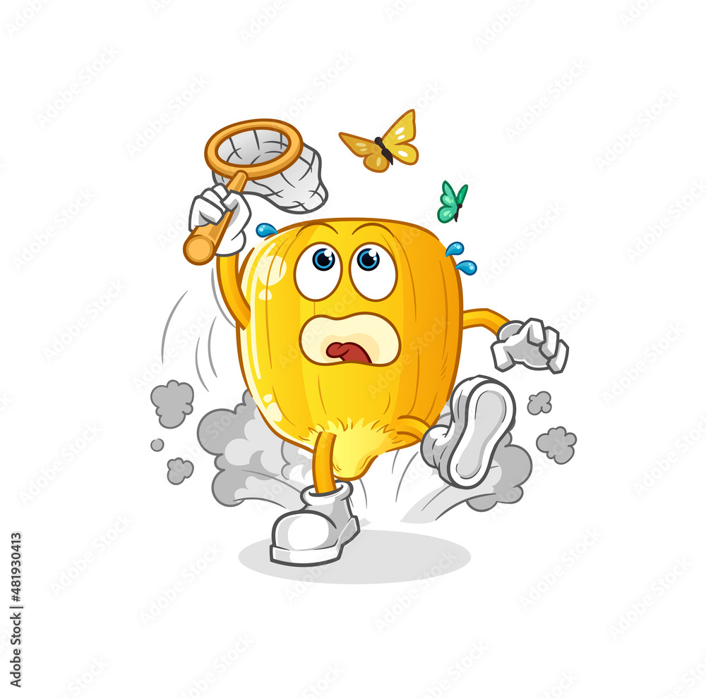 corn kernel catch butterfly illustration. character vector corn kernel catch butterfly illustration. character vector