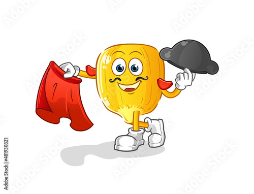 corn kernel matador with red cloth illustration. character vector