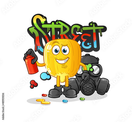 corn kernel graffiti artist vector. cartoon character