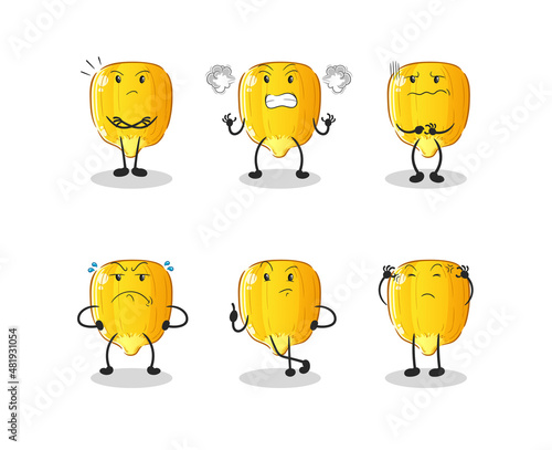 corn kernel angry group character. cartoon mascot vector