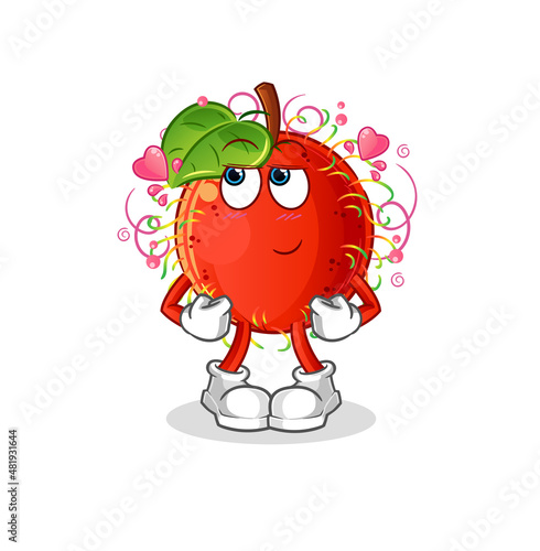 rambutan shy vector. cartoon character