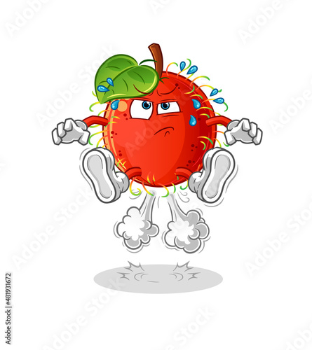 rambutan fart jumping illustration. character vector