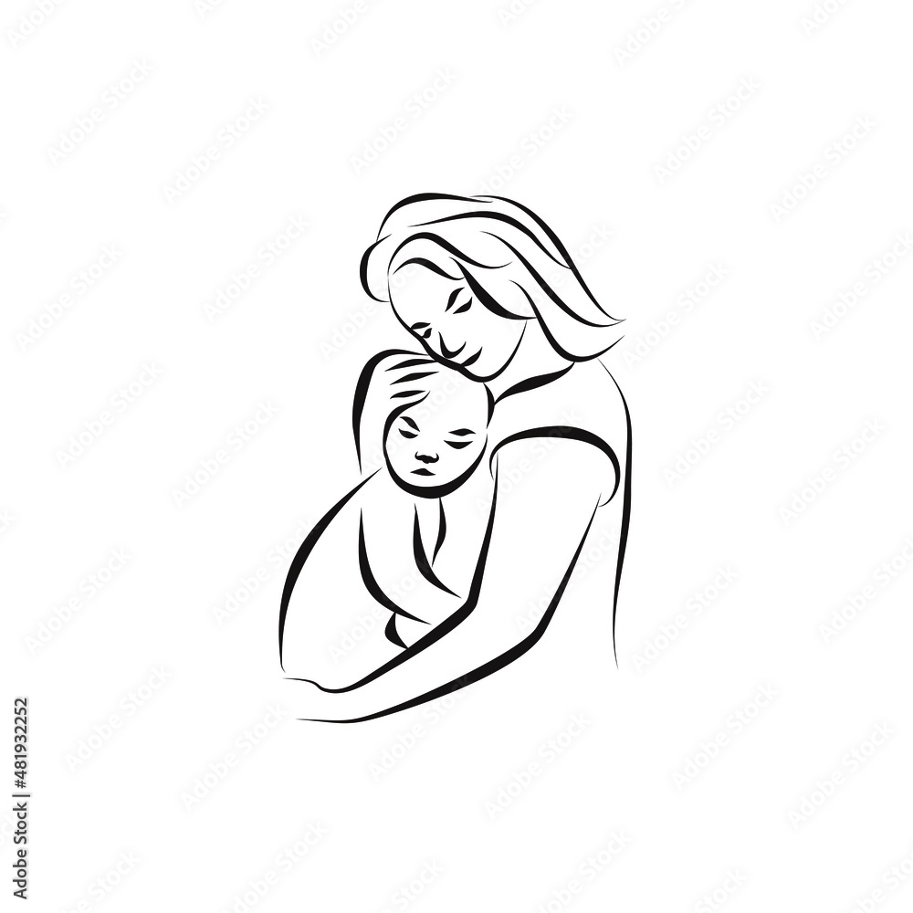 young mom hug baby breastfeeding logo design vector young mom hug baby breastfeeding logo design vector