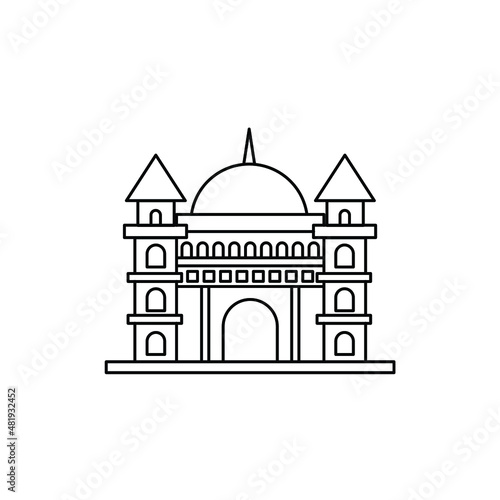 mosque islamic castle line art logo design