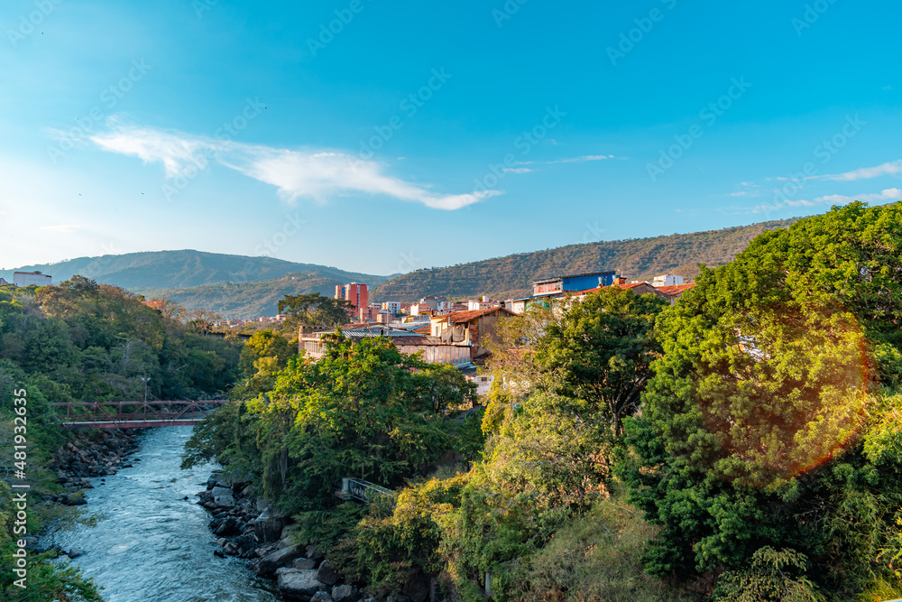LANDSCAPE OF THE CITY OF SAN GIL IN COLOMBIA WITH THE FONCE RIVER LANDSCAPE OF THE CITY OF SAN GIL IN COLOMBIA WITH THE FONCE RIVER
