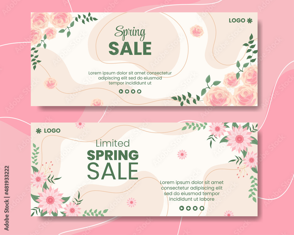 Spring Sale with Blossom Flowers Banner Template Flat Design Illustration Editable of Square Background Suitable for Social Media or Greeting Card